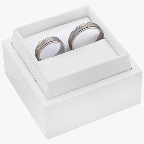 Obrączki ślubne: dwukolorowe złoto, płaskie, 6 mm